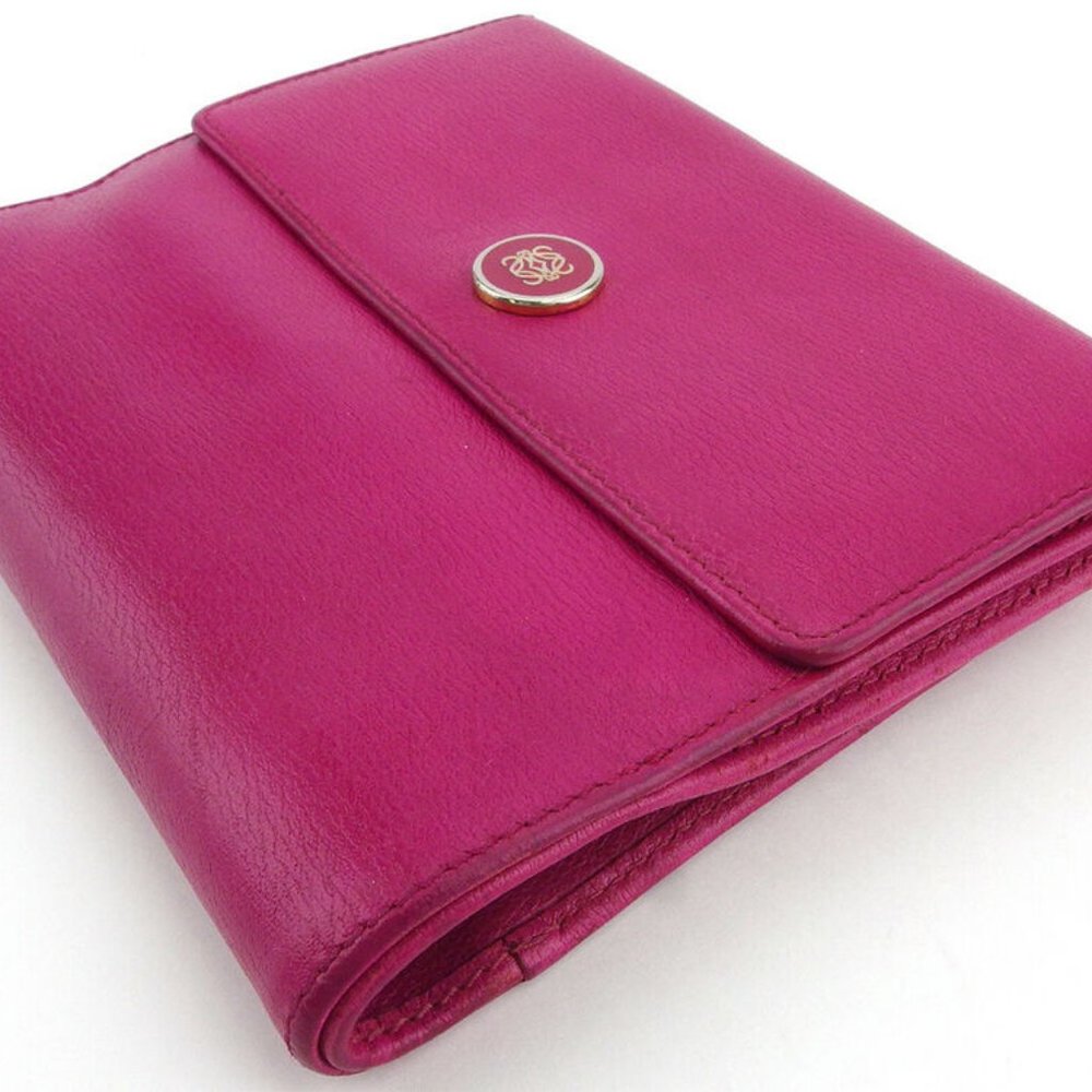 LOEWE W hook purse anagram button pink leather Authentic used - Picture 4 of 9